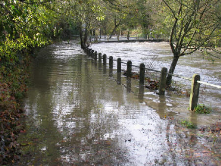 Flooded Rosemary lane beside Freshford Mill